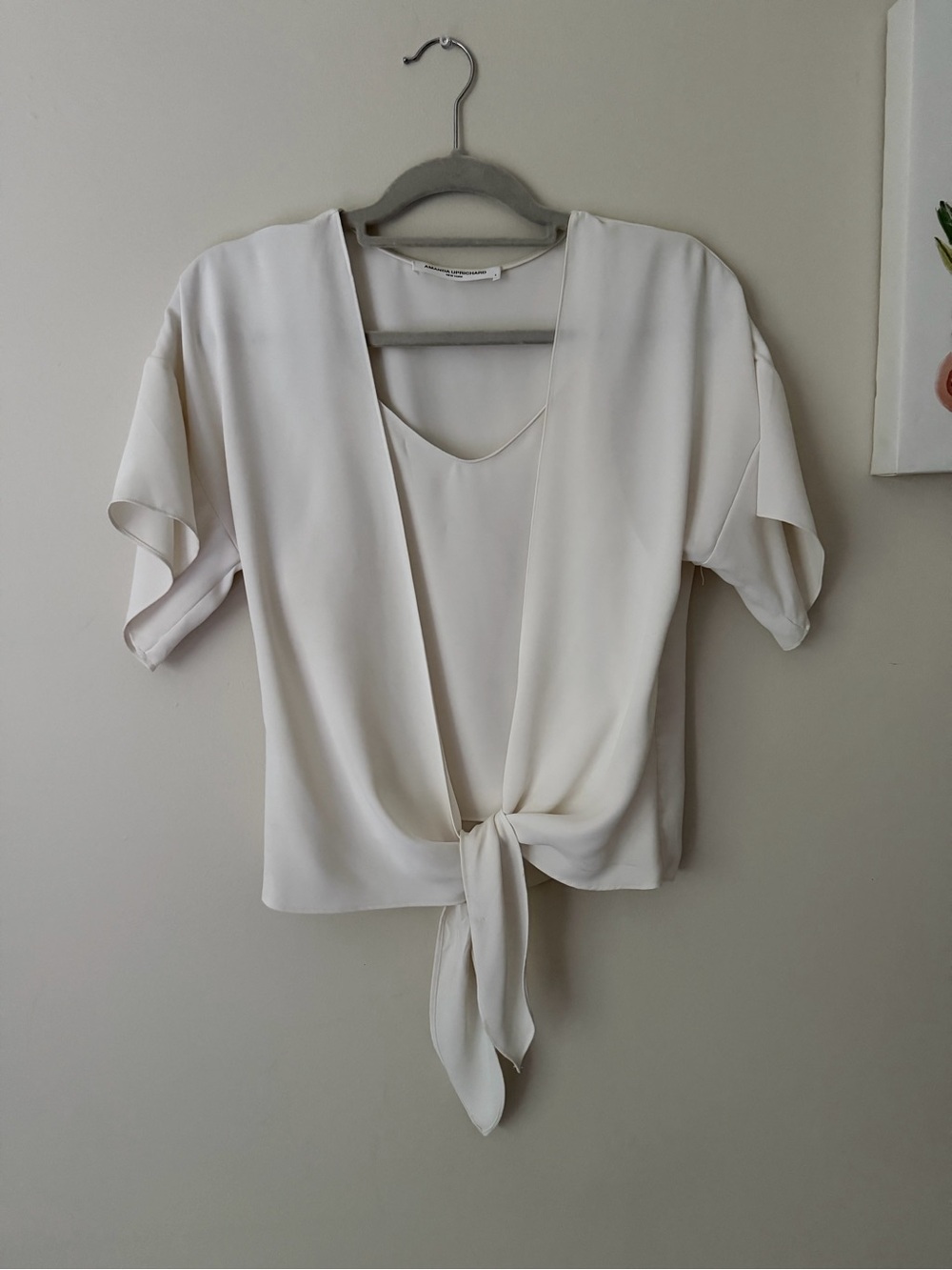 Amanda Uprichard Ivory Tie-Front Blouse